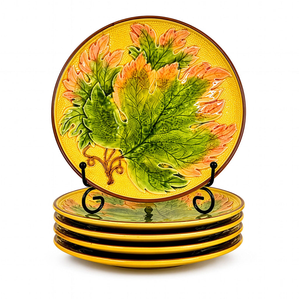 Antique German Majolica Grape Leaf Dessert Service, Six Pieces, Circa 1900 — image 10