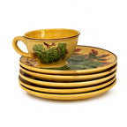 West German Majolica Snack Set with Cup and Snack Plates, Circa 1960