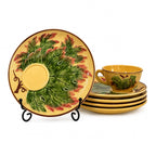 West German Majolica Snack Set with Cup and Snack Plates, Circa 1960