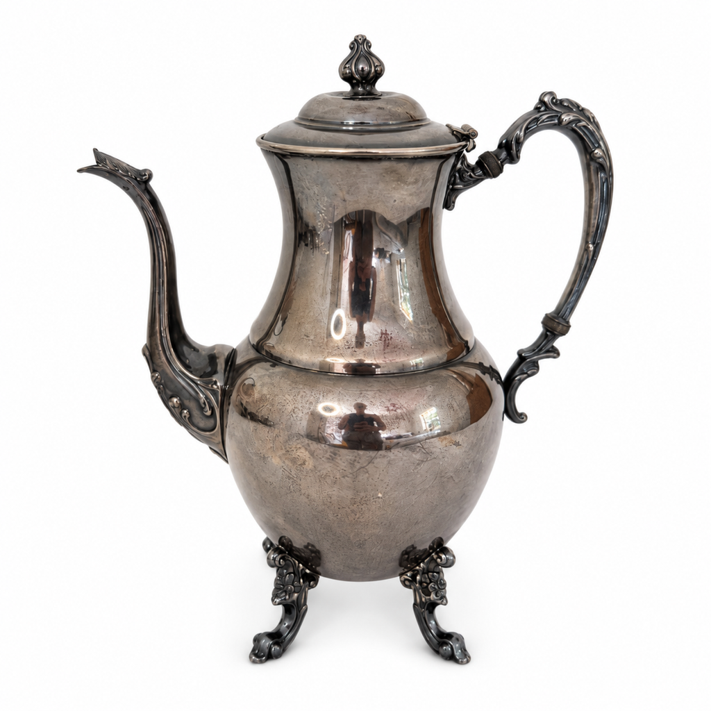 Antique Silver-Plated Copper Tea and Coffee Set, Eight-Piece, 1920