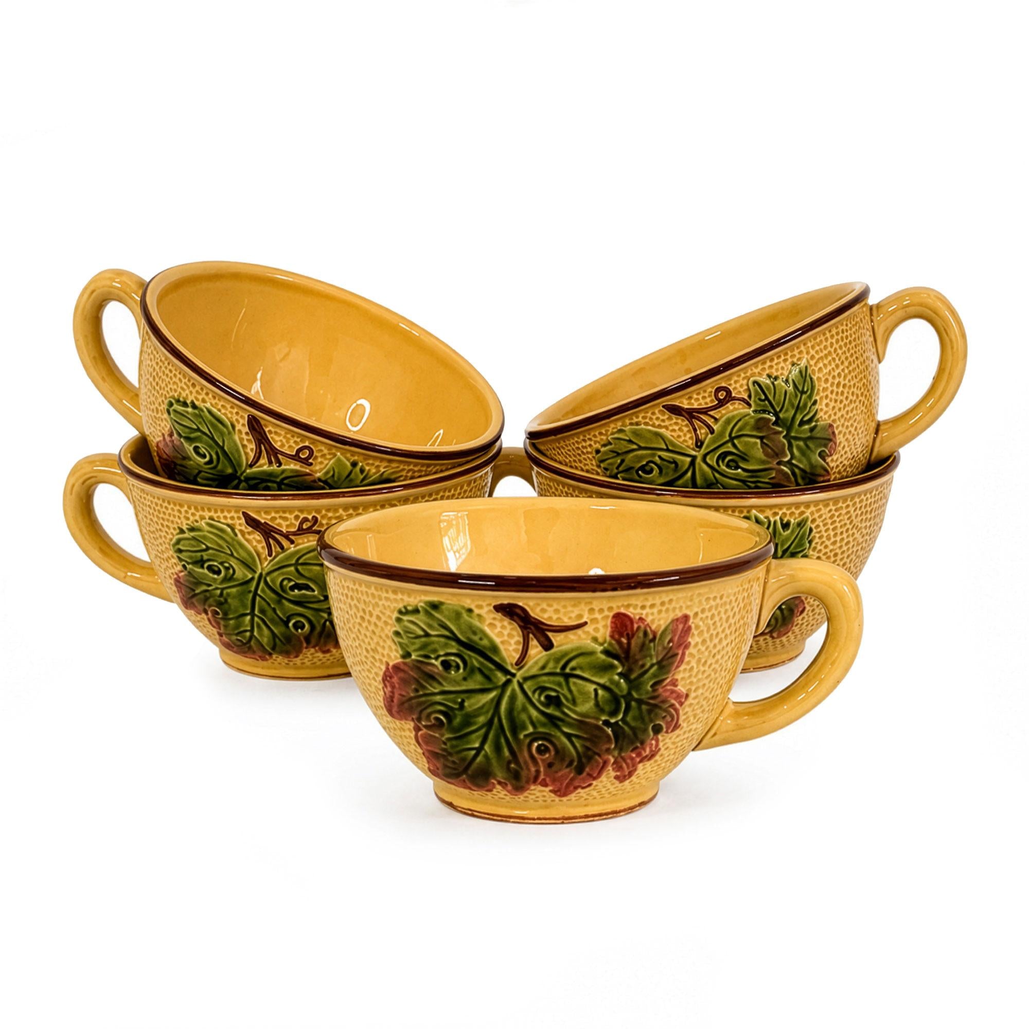 West German Majolica Snack Set with Cup and Snack Plates, Circa 1960 — image 8