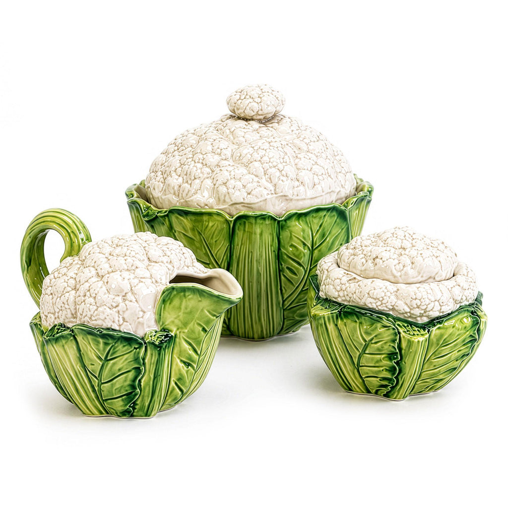 Fitz and Floyd Vintage Ceramic Serving Set, Cauliflower Motif, 1989 — image 2