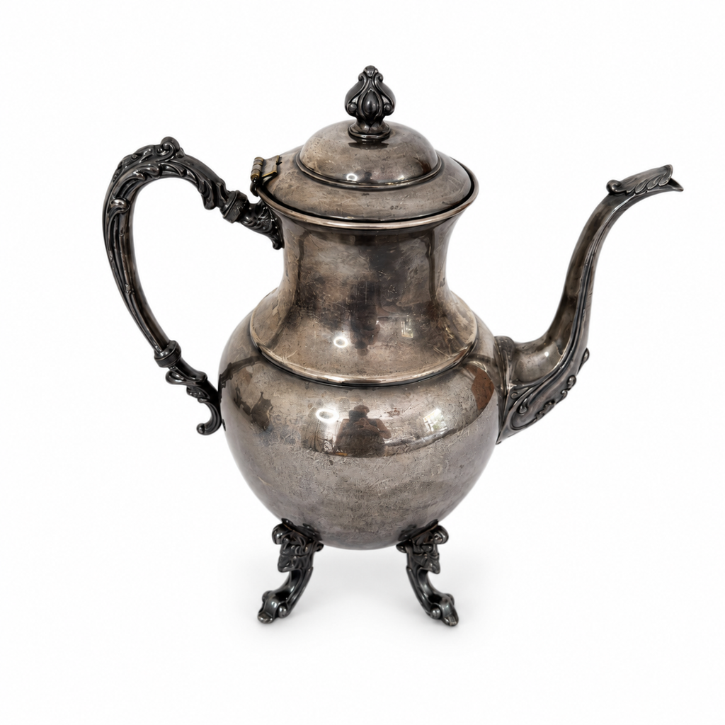 Antique Silver-Plated Copper Tea and Coffee Set, Eight-Piece, 1920