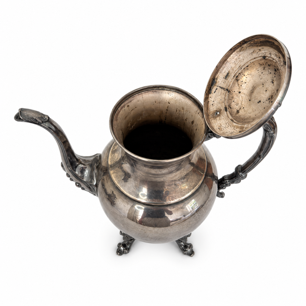 Antique Silver-Plated Copper Tea and Coffee Set, Eight-Piece, 1920