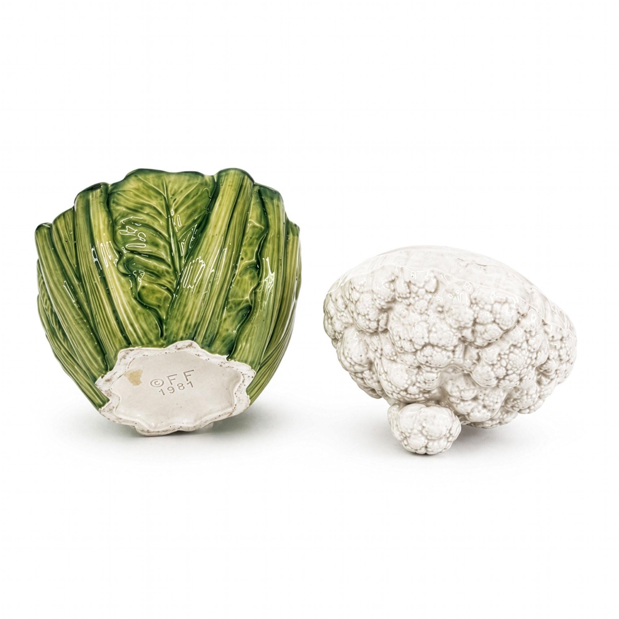 Fitz and Floyd Vintage Ceramic Serving Set, Cauliflower Motif, 1989 — image 5