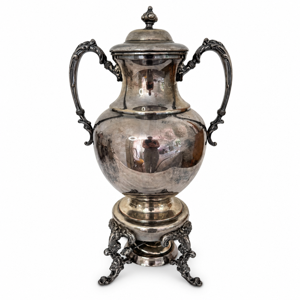 Antique Silver-Plated Copper Tea and Coffee Set, Eight-Piece, 1920