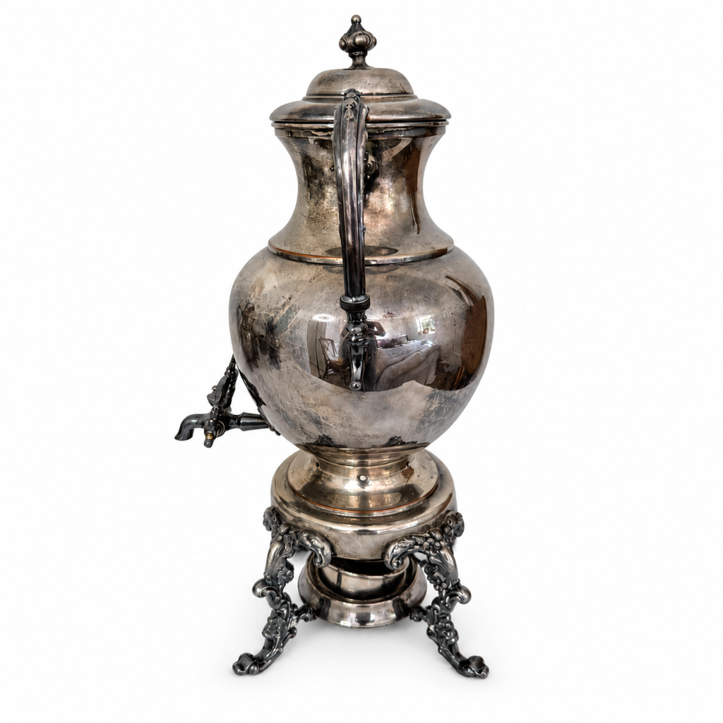 Antique Silver-Plated Copper Tea and Coffee Set, Eight-Piece, 1920