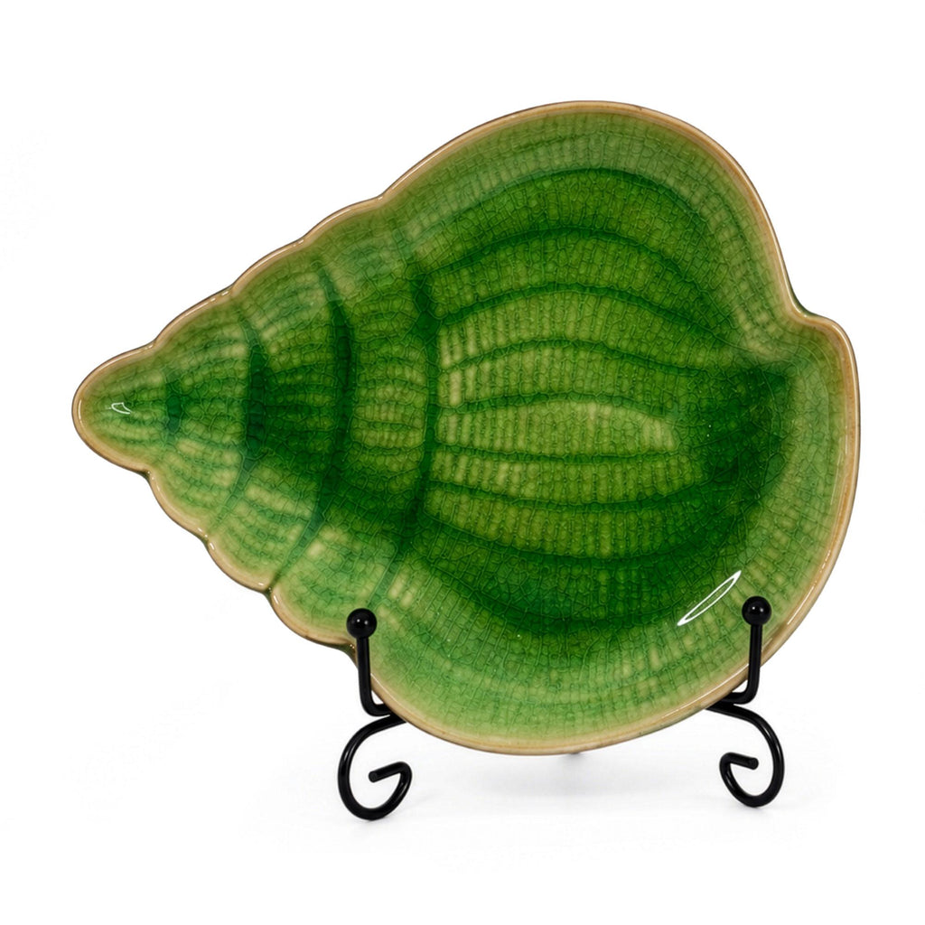 Mid-Century Green Majolica Seashell Plates, Set of Four, Italy, 1960 — image 4