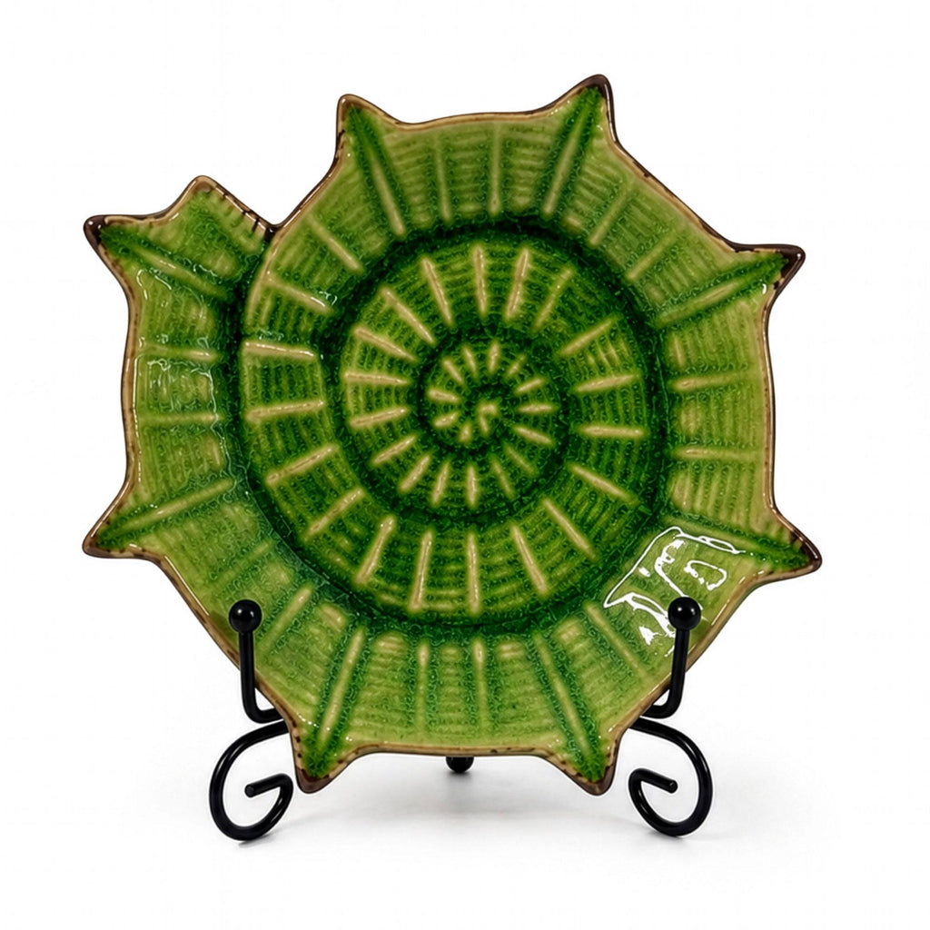 Mid-Century Green Majolica Seashell Plates, Set of Four, Italy, 1960 — image 5