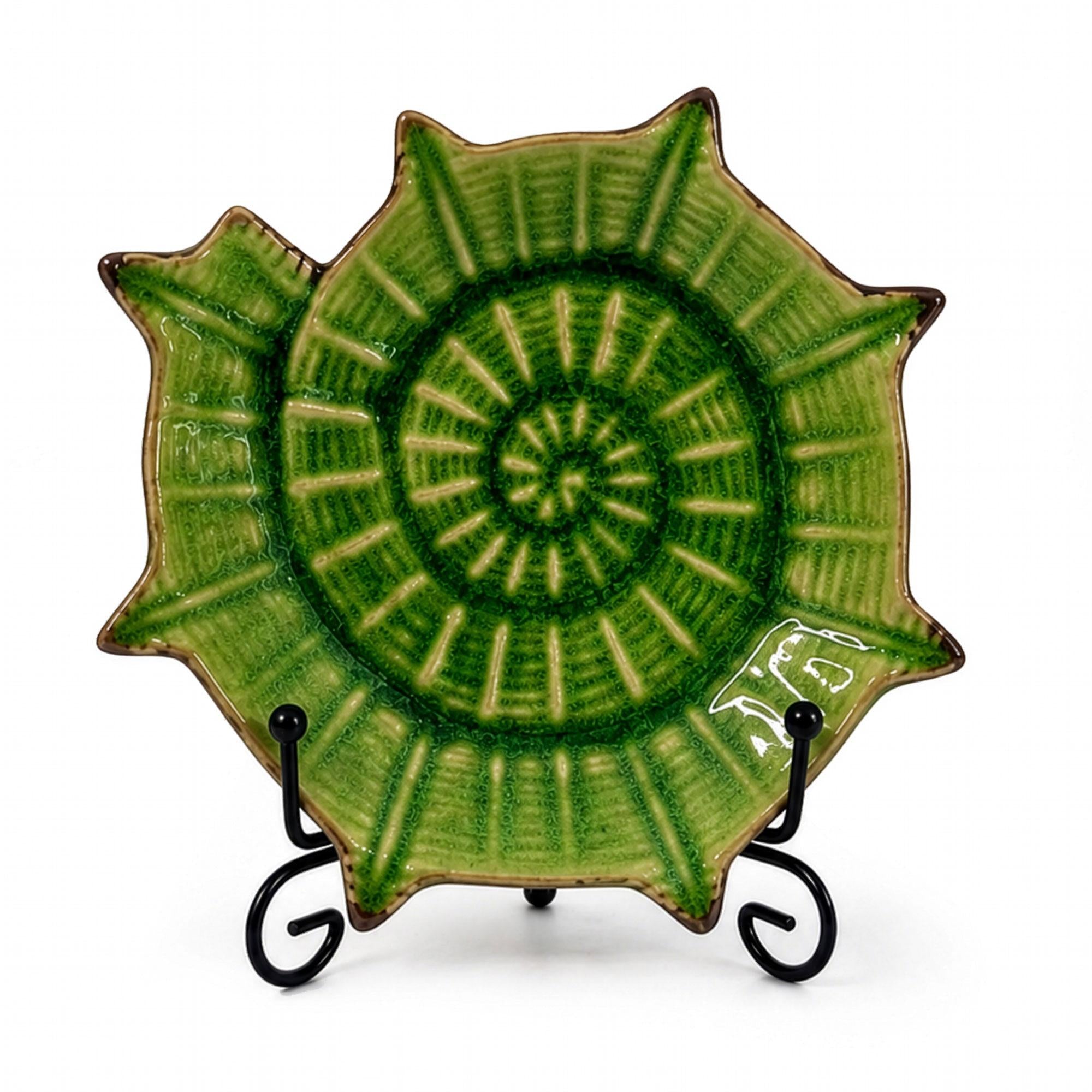 Mid-Century Green Majolica Seashell Plates, Set of Four, Italy, 1960 — image 5