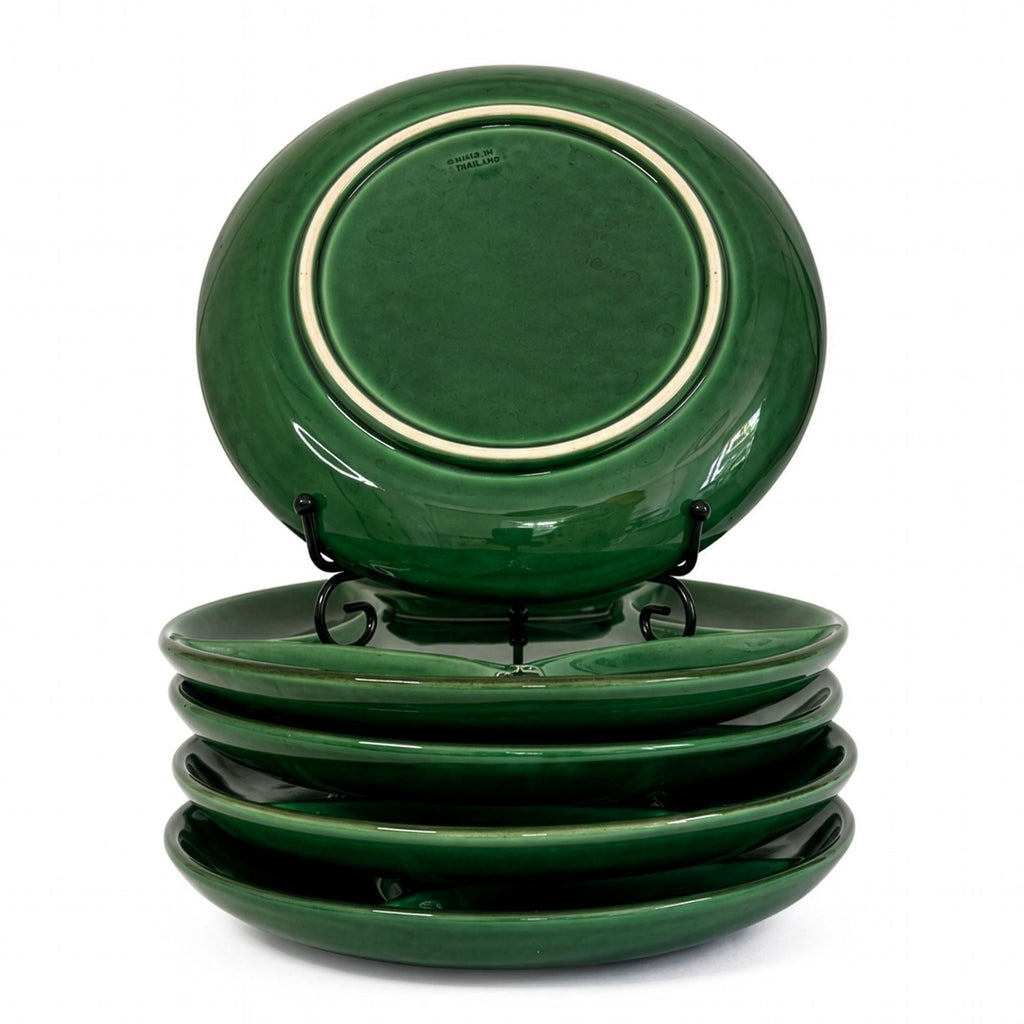 Set of Six Zahner Keramik Green Glazed Plates, West Germany, 1960s — image 4