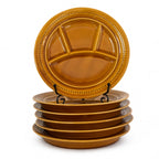Set of Six French Lunéville Amber Glazed Fondue Plates, Mid-20th Century