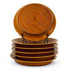 Set of Six French Lunéville Amber Glazed Fondue Plates, Mid-20th Century