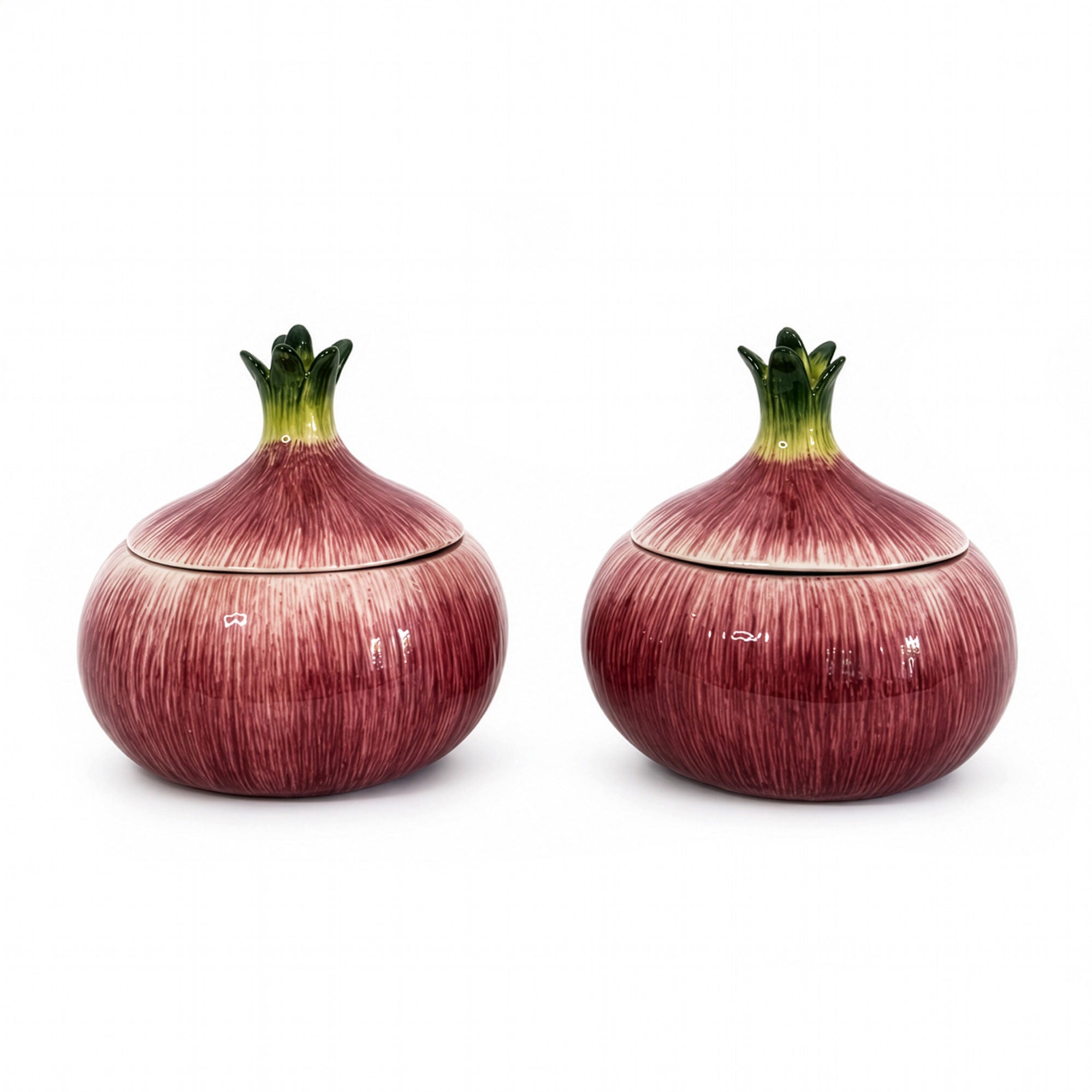 Pair of Fitz and Floyd Essentials Onion Form Covered Ceramic Jars