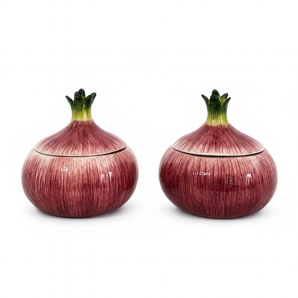 Fitz and Floyd Handcrafted Onion Form Covered Ceramic Jars, Pair — image 2