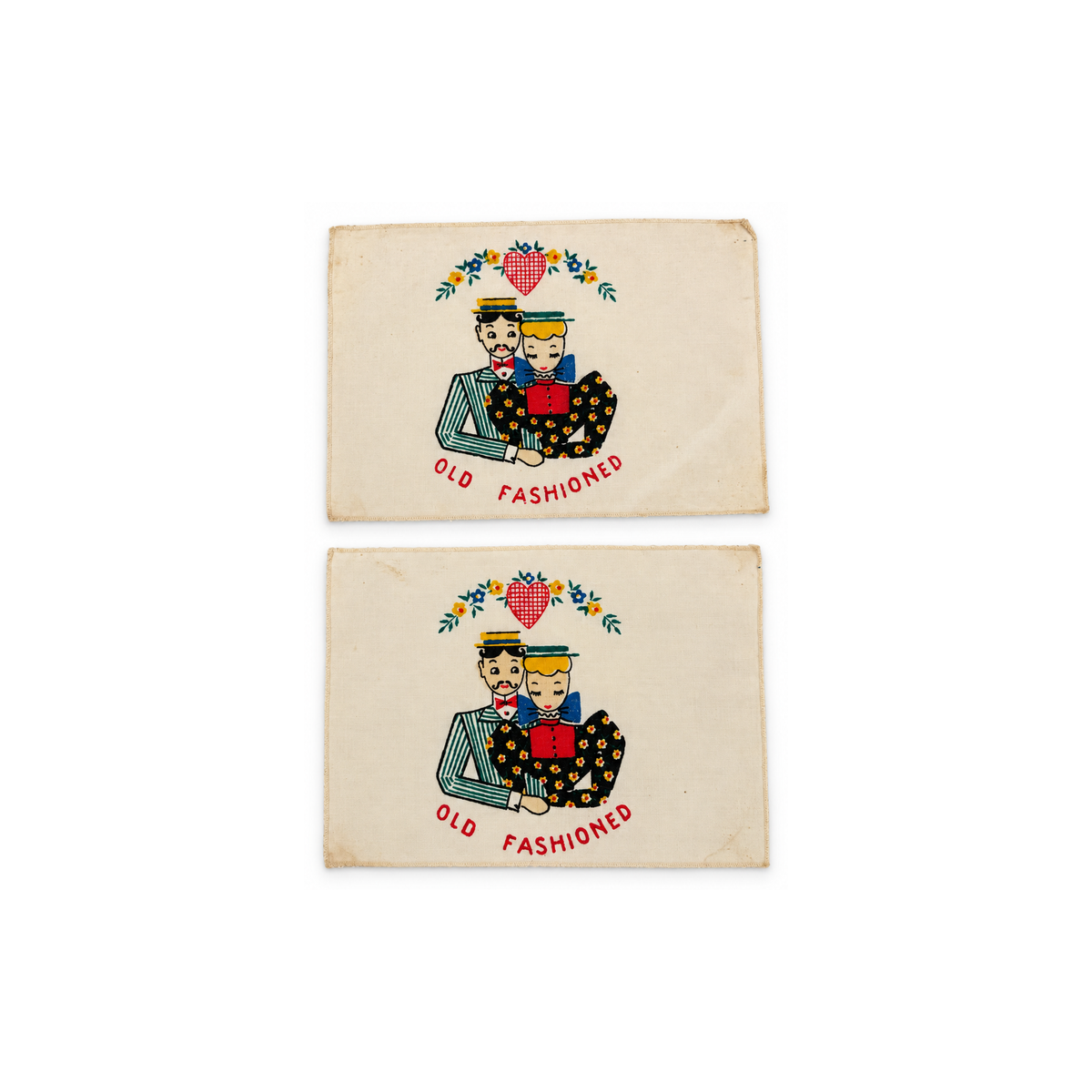 1940 Novelty Cocktail Napkins with Couples, Set of Eight