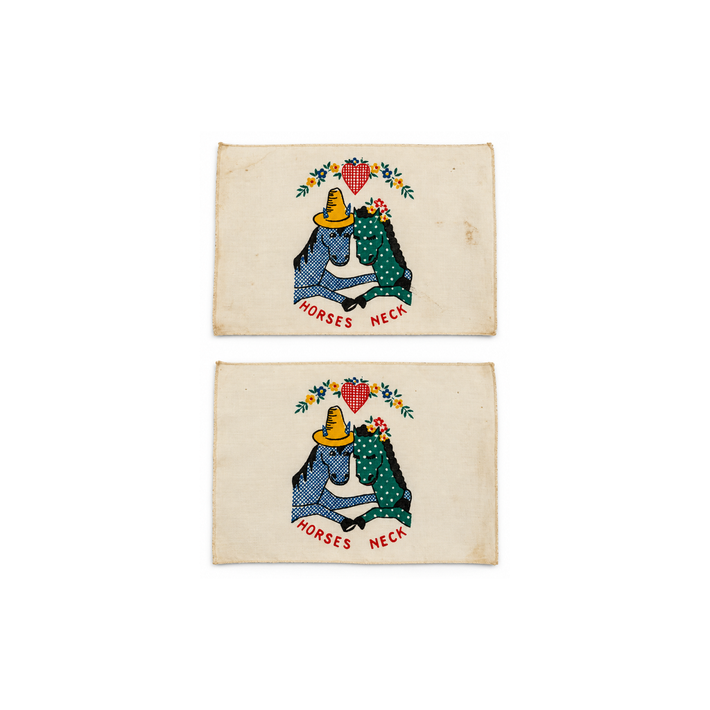 1940 Novelty Cocktail Napkins with Couples, Set of Eight