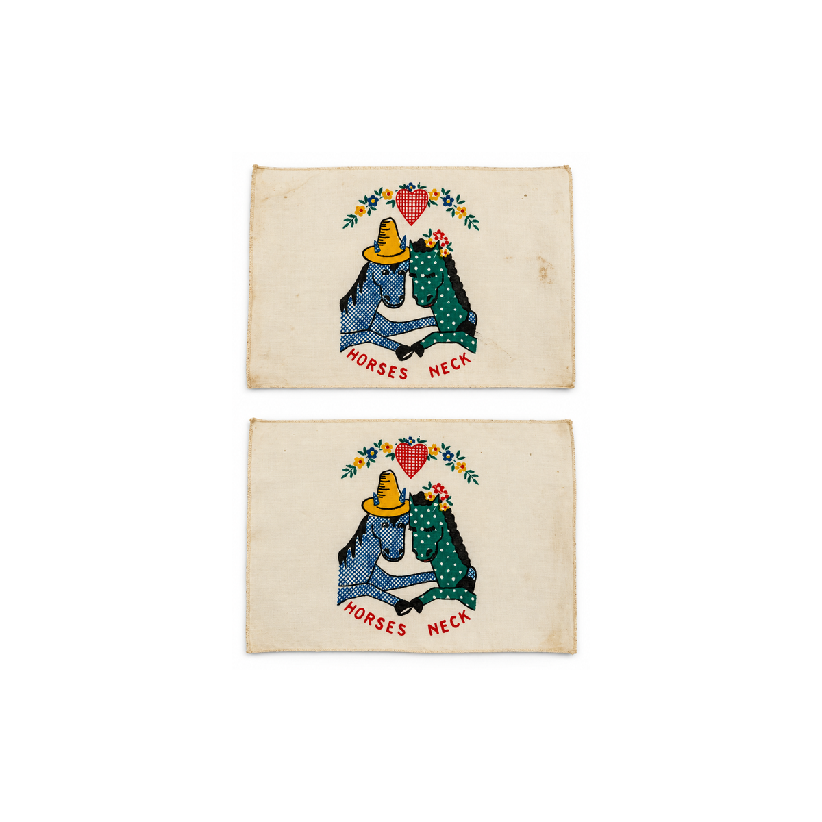 1940 Novelty Cocktail Napkins with Couples, Set of Eight