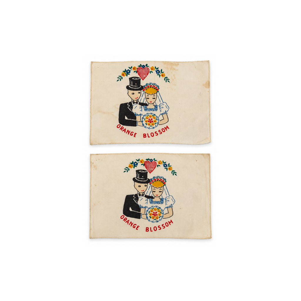 1940 Novelty Cocktail Napkins with Couples, Set of Eight