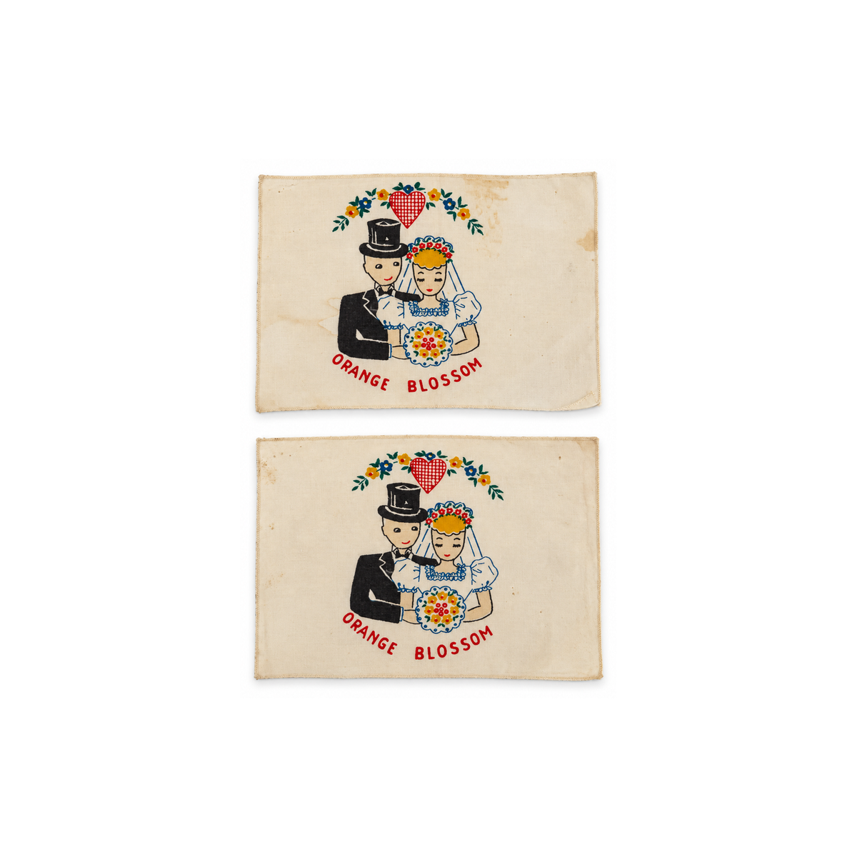 1940 Novelty Cocktail Napkins with Couples, Set of Eight