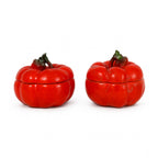 Royal Bayreuth Tomato Form Porcelain Salt Cellars, Bavaria, Circa 1900 — image 2