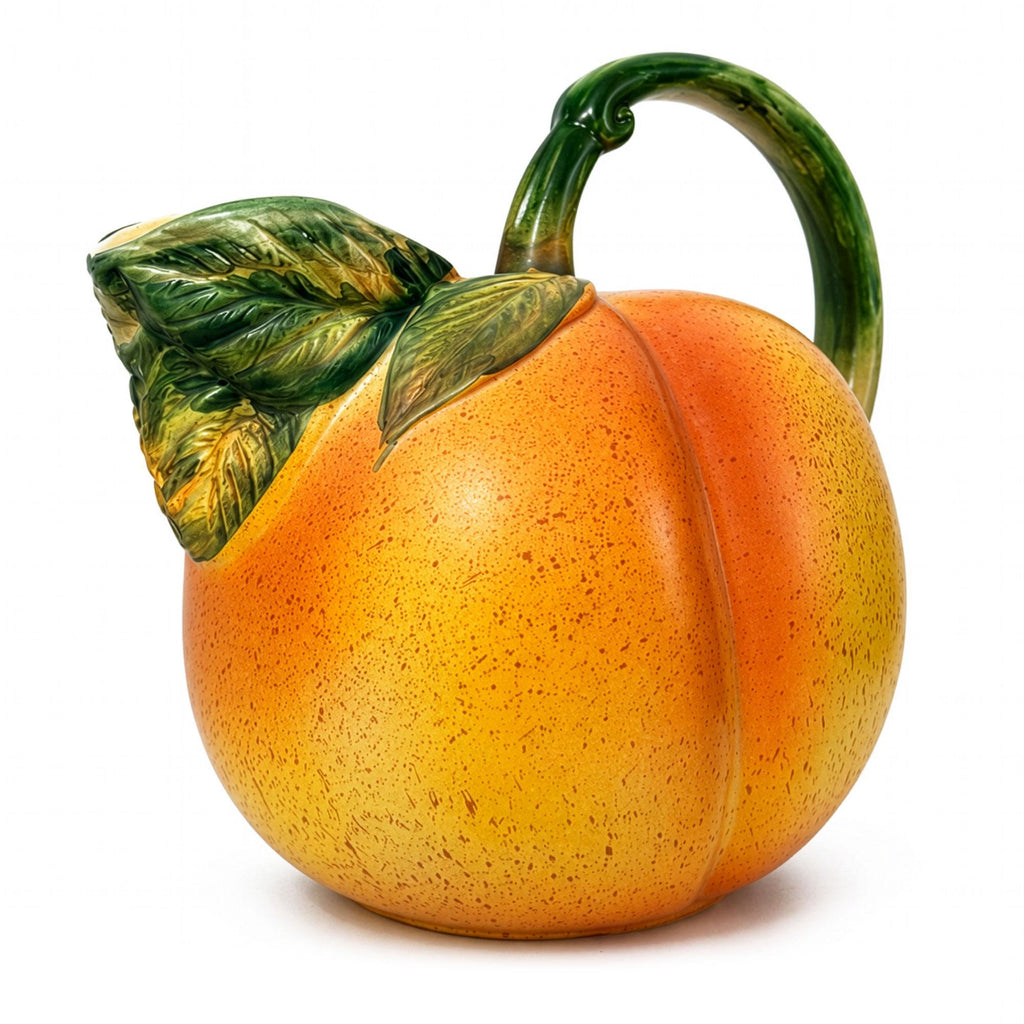 Vintage Italian Hand-Painted Peach Ceramic Pitcher — image 3