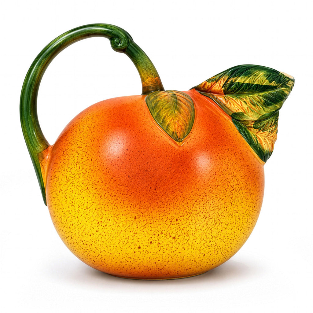 Vintage Italian Hand-Painted Peach Ceramic Pitcher — image 6