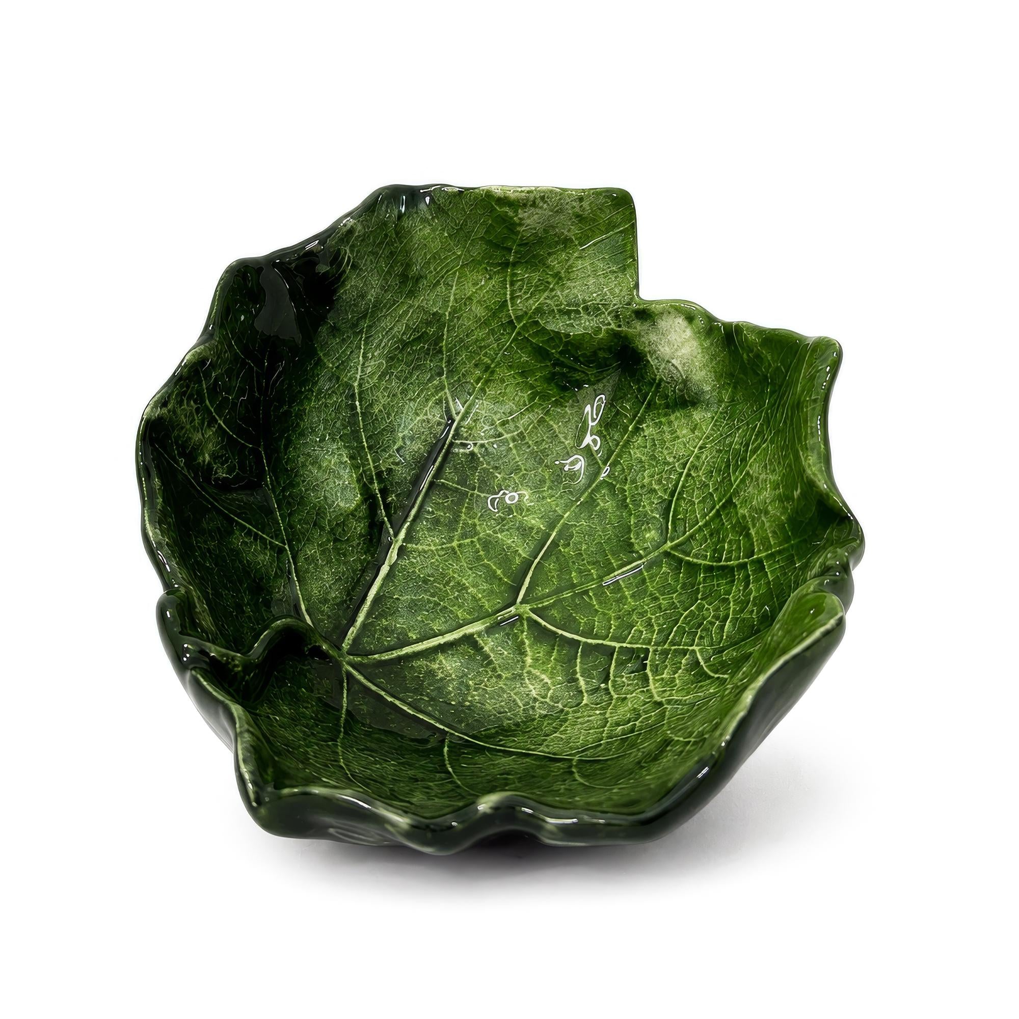 Set of Six Vintage Vietri Hand-Painted Italian Leaf Bowls — image 3