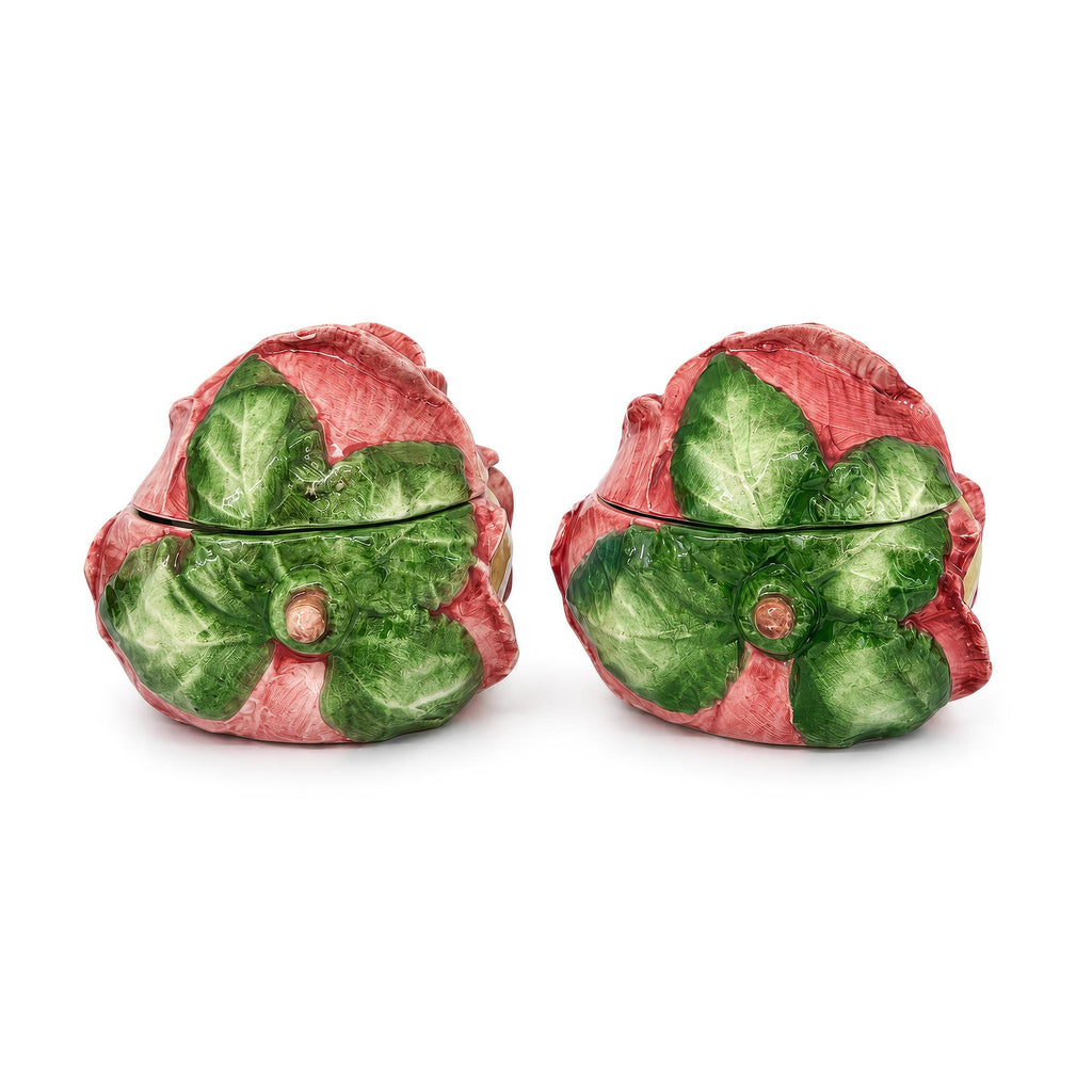 Pair of Vintage Vietri Hand-Painted Italian Artichoke Covered Bowls — image 3