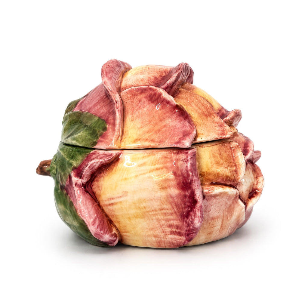 Pair of Vintage Vietri Hand-Painted Italian Artichoke Covered Bowls — image 4