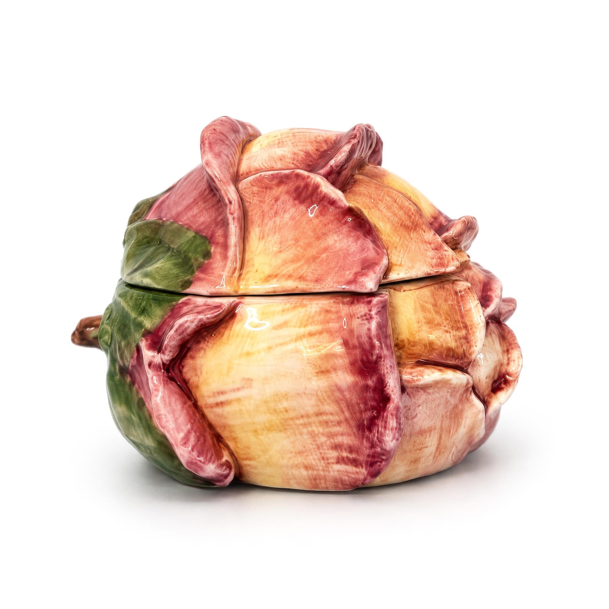 Pair of Vintage Vietri Hand-Painted Italian Artichoke Covered Bowls — image 4