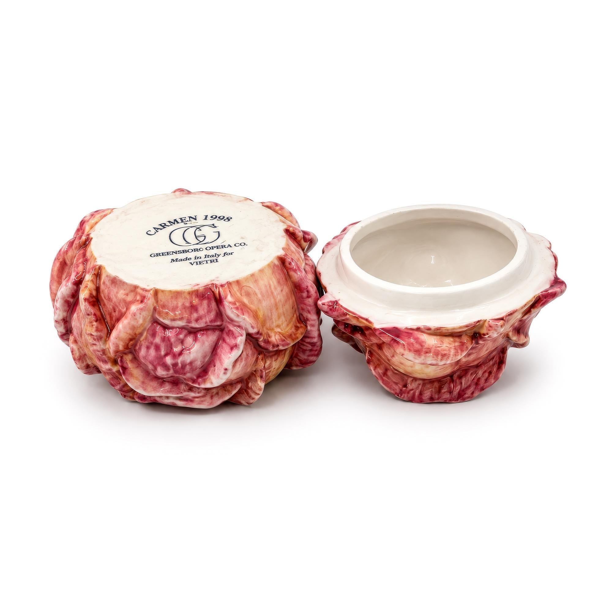 Pair of Vintage Vietri Hand-Painted Italian Artichoke Covered Bowls — image 8