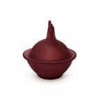 Cranberry Frosted Glass Hen-on-Nest Dish, Vintage USA Accent — image 3