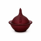 Cranberry Frosted Glass Hen-on-Nest Dish, Vintage USA Accent — image 5