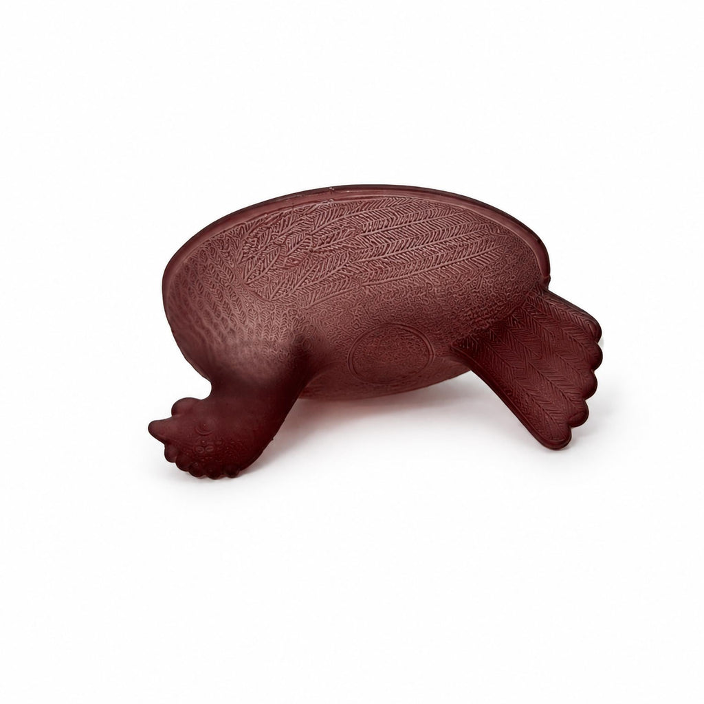Cranberry Frosted Glass Hen-on-Nest Dish, Vintage USA Accent — image 9