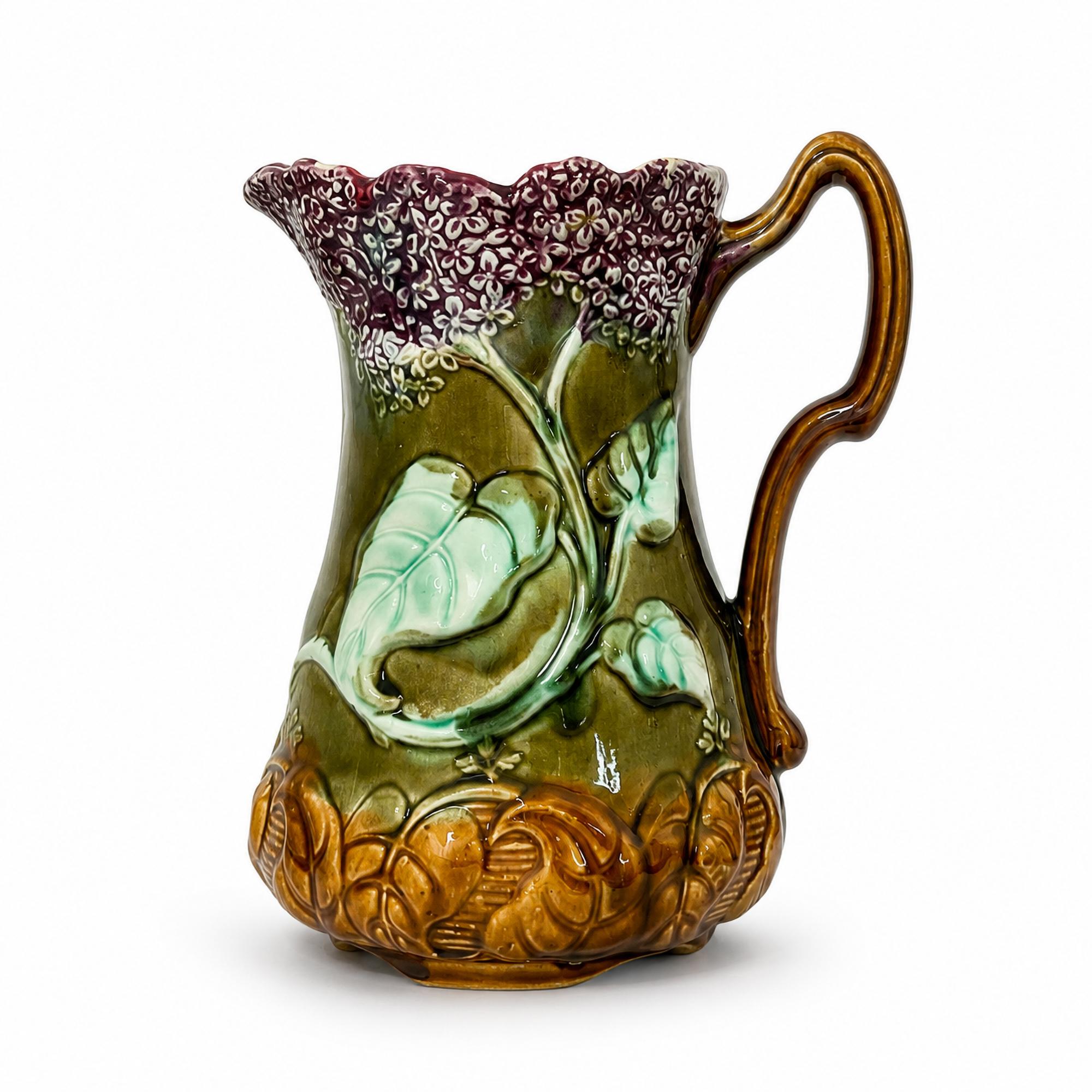 Antique French Majolica Pitcher by Frie Onnaing, Art Nouveau, c. 1900 — image 4