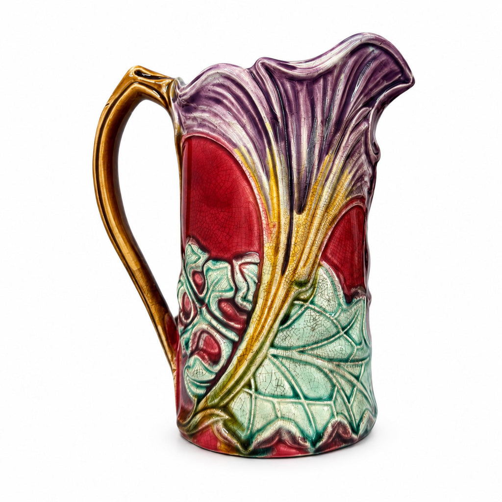 Antique French Majolica Pitcher by Frie Onnaing, Art Nouveau, c. 1900 — image 4