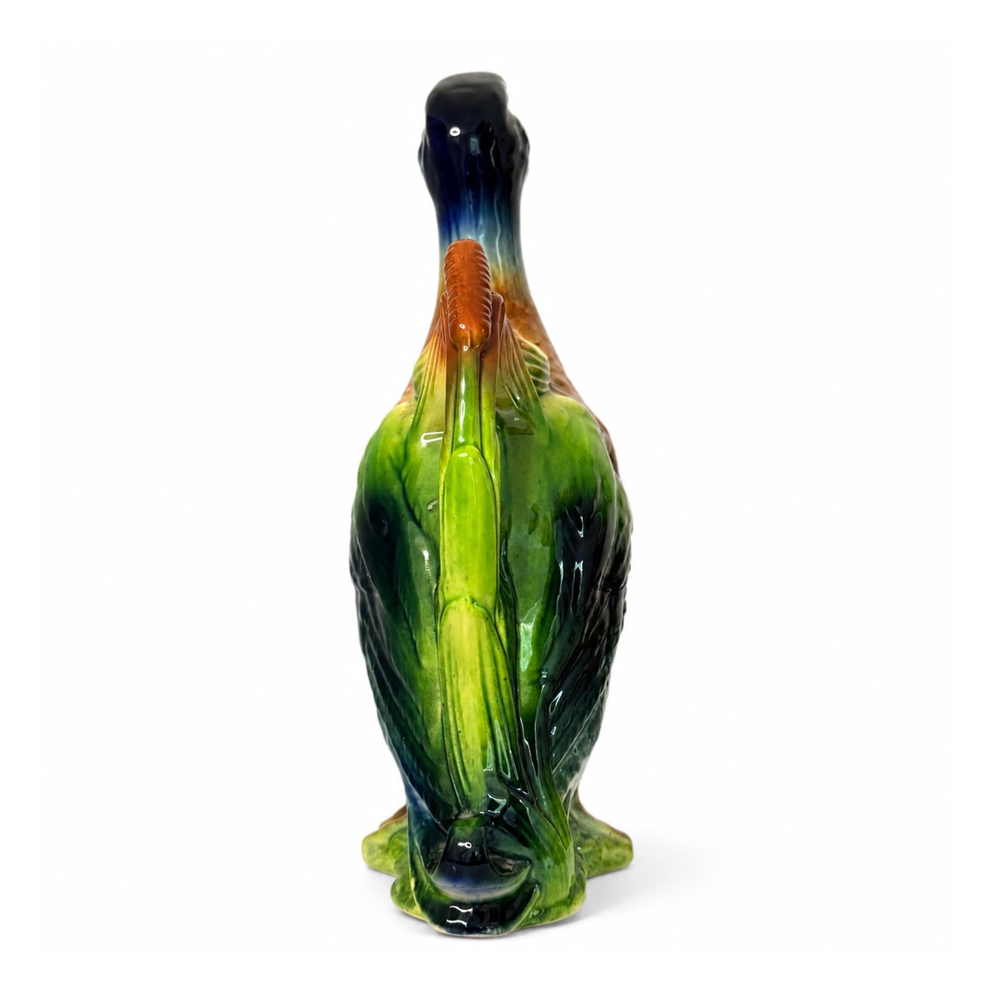 Antique French Majolica Pitcher by Saint Clément, Duck Form, 1920 — image 6
