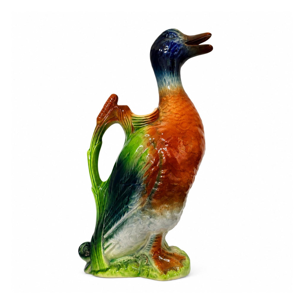 Antique French Majolica Pitcher by Saint Clément, Duck Form, 1920 — image 7