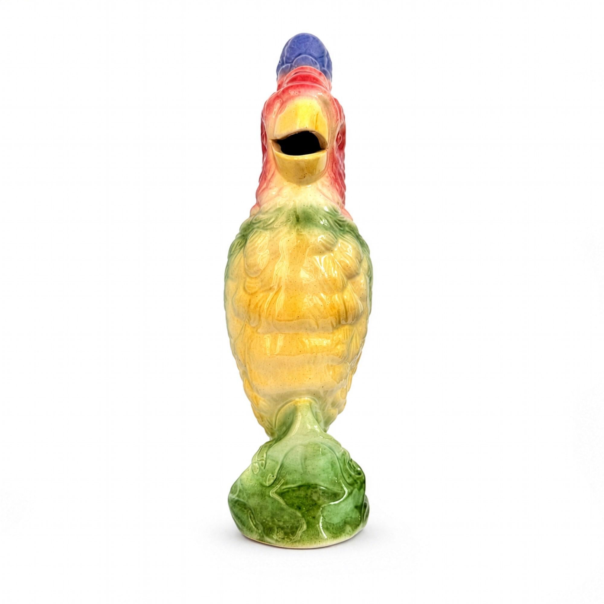 Vintage St. Clement French Majolica Cockatoo Pitcher — image 4