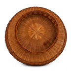 Vintage Wicker Pedestal Basket, Openwork Gallery, Honey-Brown, 1960 — image 3