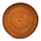 Vintage Wicker Pedestal Basket, Openwork Gallery, Honey-Brown, 1960 — image 4