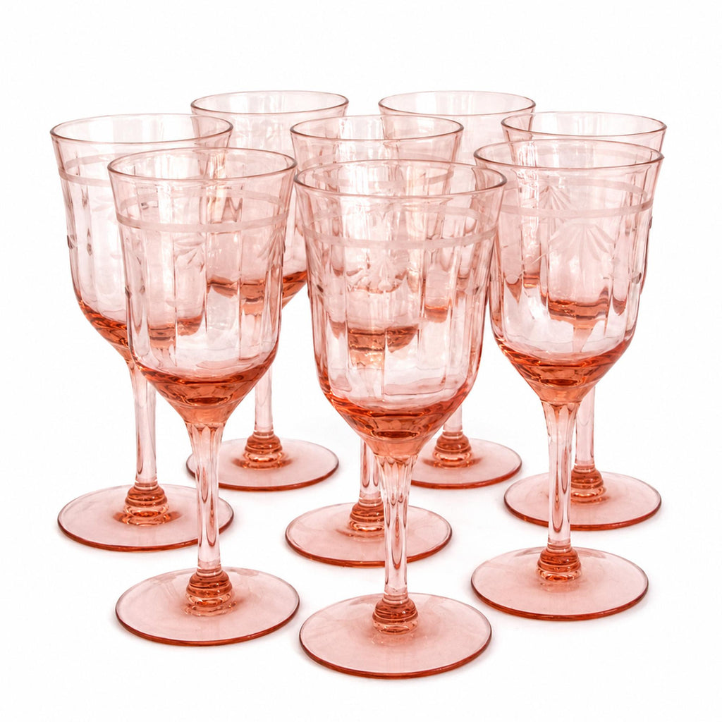 Tiffin Glass Company Pink Diamond Optic Stemware Set, 8 Pieces — image 2