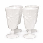 Set of 4 Colony Harvest Milk Glass Stemmed Goblets by Indiana Glass — image 2