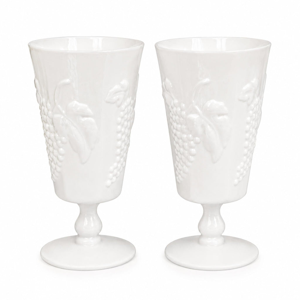 Set of 4 Colony Harvest Milk Glass Stemmed Goblets by Indiana Glass — image 3