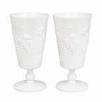 Set of 4 Colony Harvest Milk Glass Stemmed Goblets by Indiana Glass — image 3