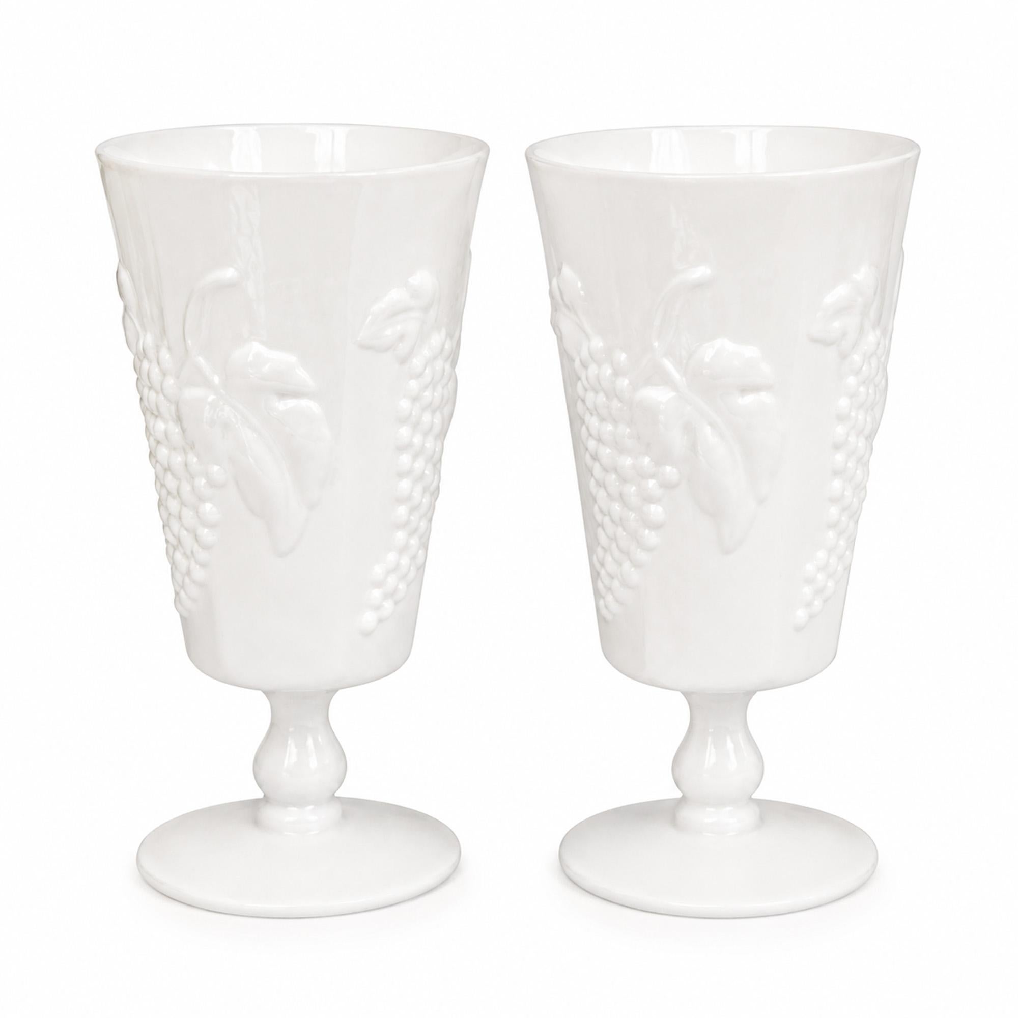 Set of 4 Colony Harvest Milk Glass Stemmed Goblets by Indiana Glass — image 3