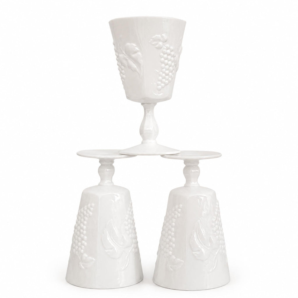 Set of 4 Colony Harvest Milk Glass Stemmed Goblets by Indiana Glass — image 8