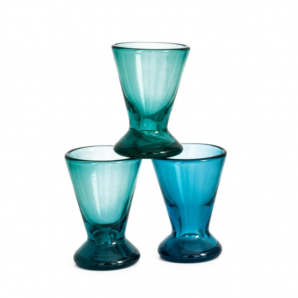 Empoli Turquoise Blue Glass Decanter and Six Mini Shot Glasses Set, Italy — image 10