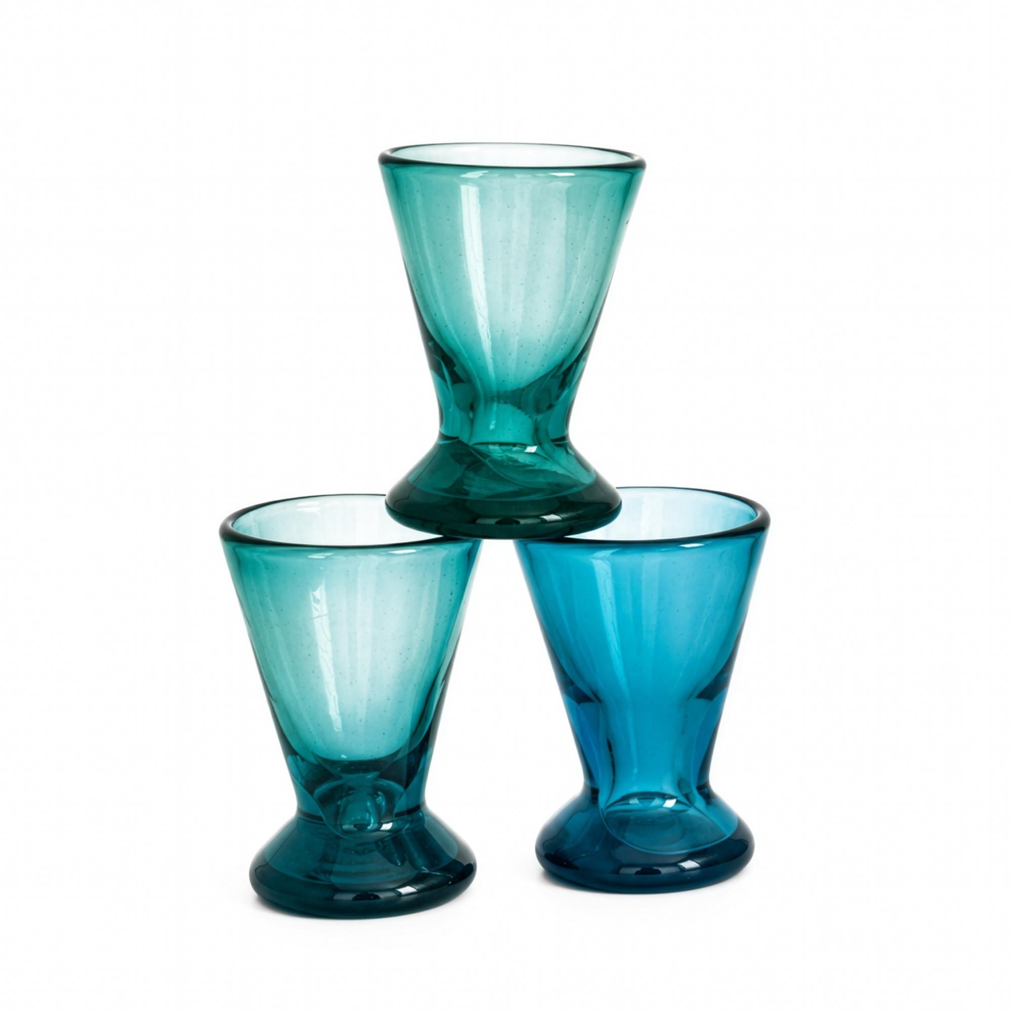 Empoli Turquoise Blue Glass Decanter and Six Mini Shot Glasses Set, Italy — image 10